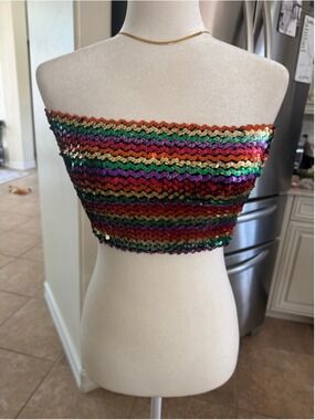 anna-kaci Multi-color Sequin Bandeau One Size, Mardi Gras, festival, pride